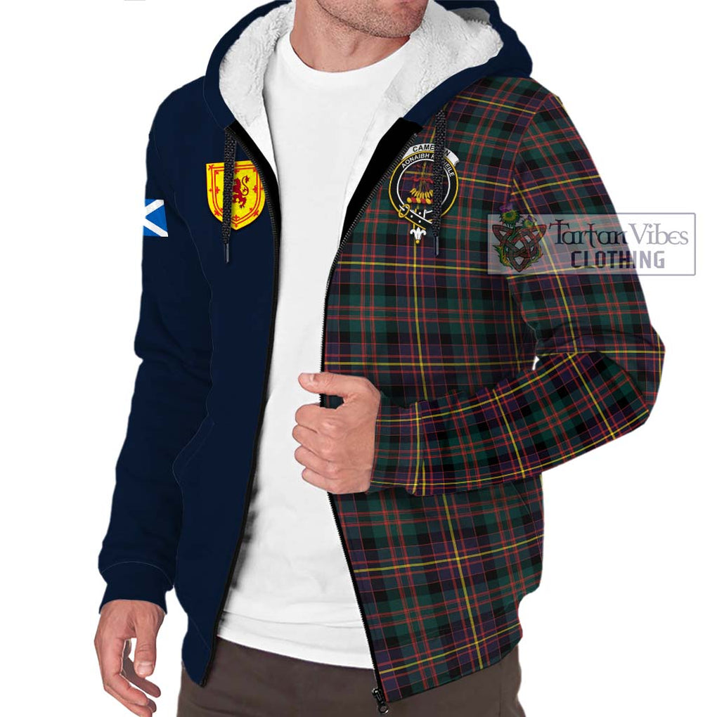 Tartan Vibes Clothing Cameron Highlanders of Ottawa Tartan Sherpa Hoodie with Scottish Lion Royal Arm Half Style