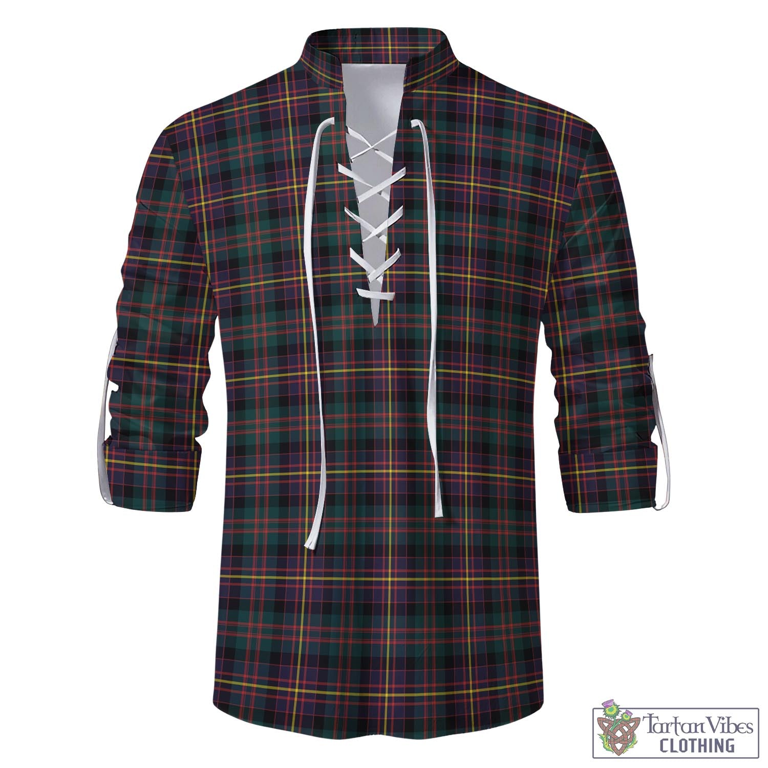 Tartan Vibes Clothing Cameron Highlanders of Ottawa Tartan Men's Scottish Traditional Jacobite Ghillie Kilt Shirt