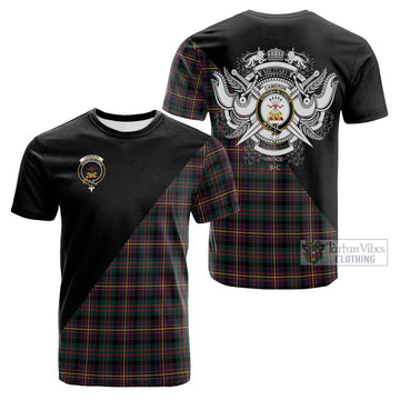 Cameron Highlanders of Ottawa Tartan Cotton T-shirt with Family Crest and Military Logo Style