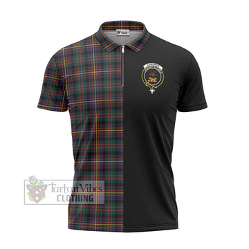 Cameron Highlanders of Ottawa Tartan Zipper Polo Shirt with Family Crest and Half Of Me Style