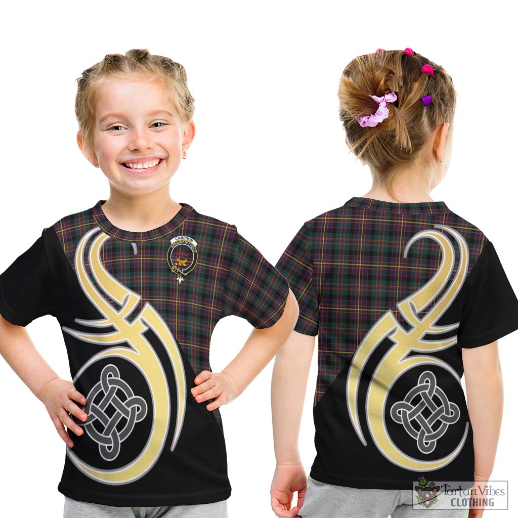 Cameron Highlanders of Ottawa Tartan Kid T-Shirt with Family Crest and Celtic Symbol Style - Tartan Vibes Clothing