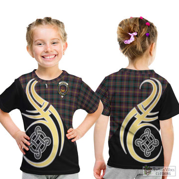 Cameron Highlanders of Ottawa Tartan Kid T-Shirt with Family Crest and Celtic Symbol Style