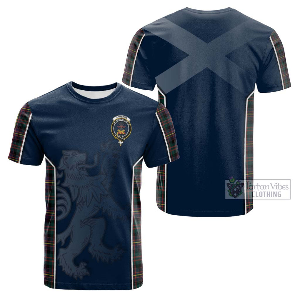 Tartan Vibes Clothing Cameron Highlanders of Ottawa Tartan Cotton T-shirt with Family Crest and Lion Rampant Vibes Sport Style