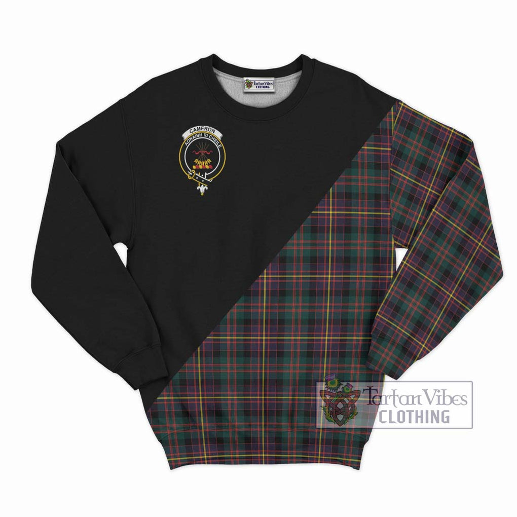 Cameron Highlanders of Ottawa Tartan Sweatshirt with Family Crest and Military Logo Style - Tartanvibesclothing Shop