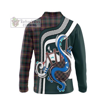 Cameron Highlanders of Ottawa Tartan Long Sleeve Polo Shirt with Epic Bagpipe Style