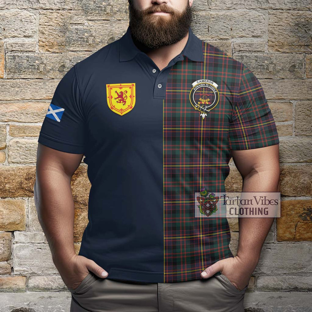 Tartan Vibes Clothing Cameron Highlanders of Ottawa Tartan Polo Shirt with Scottish Lion Royal Arm Half Style