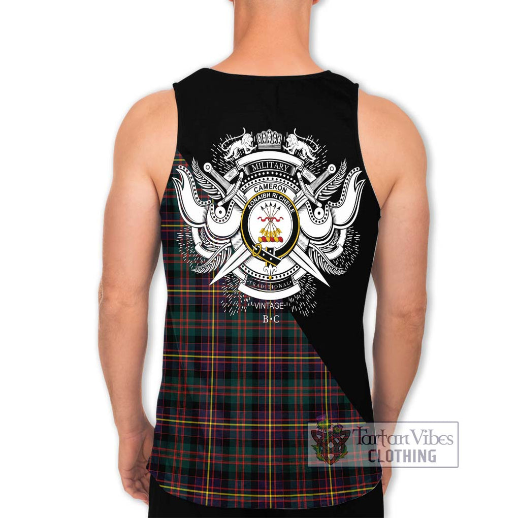 Cameron Highlanders of Ottawa Tartan Men's Tank Top with Family Crest and Military Logo Style - Tartanvibesclothing Shop