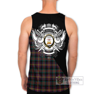 Cameron Highlanders of Ottawa Tartan Men's Tank Top with Family Crest and Military Logo Style