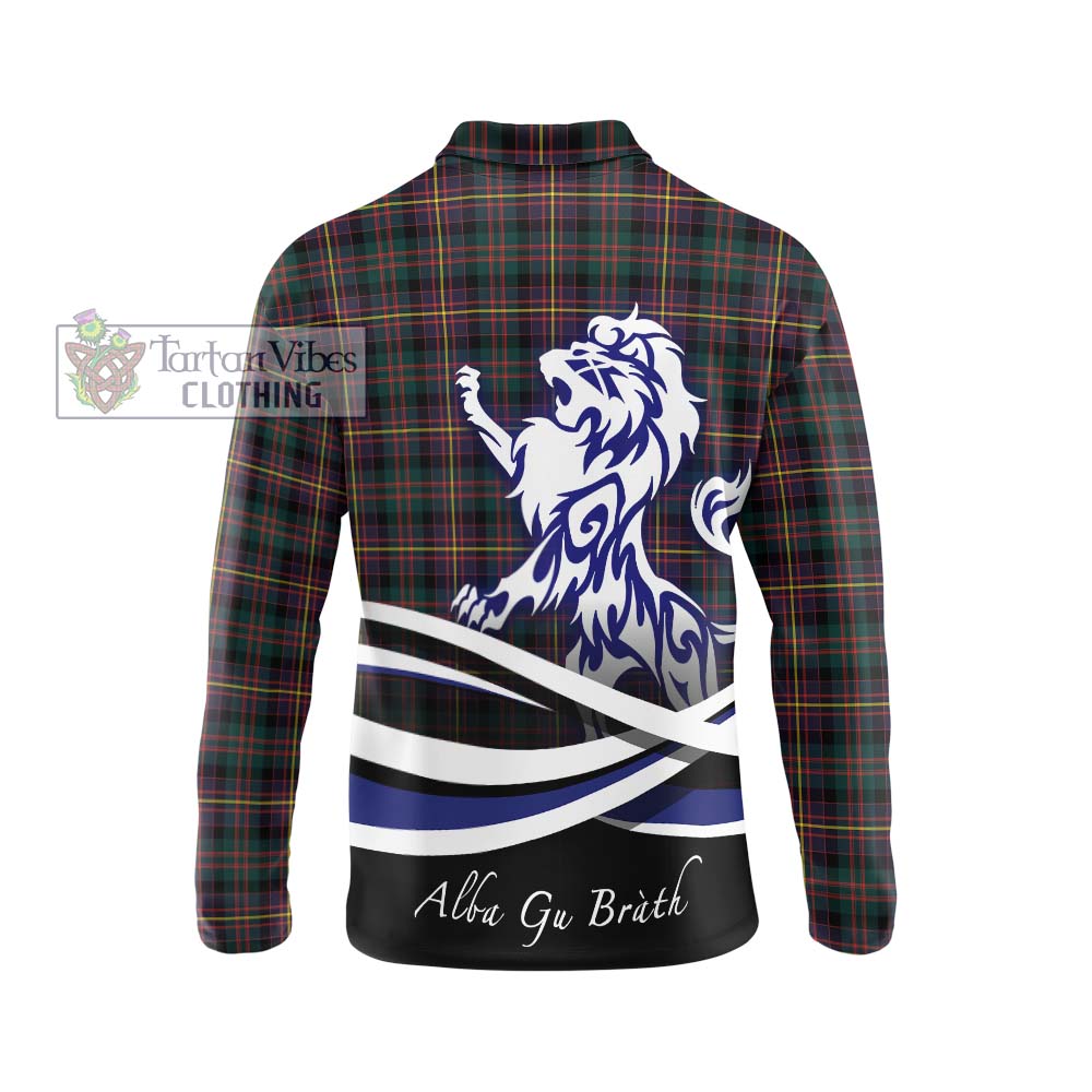 Cameron Highlanders of Ottawa Tartan Long Sleeve Polo Shirt with Alba Gu Brath Regal Lion Emblem - Tartanvibesclothing Shop