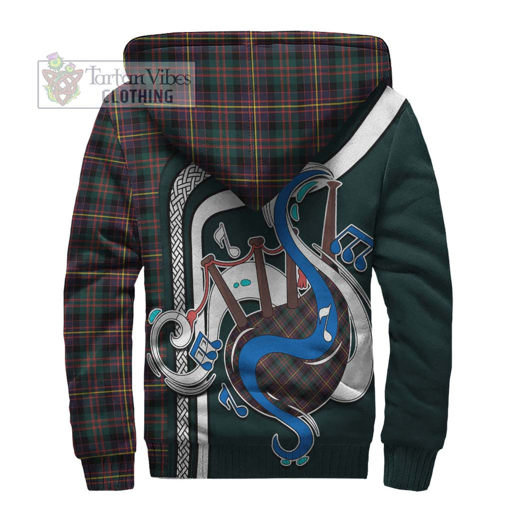 Cameron Highlanders of Ottawa Tartan Sherpa Hoodie with Epic Bagpipe Style - Tartanvibesclothing Shop