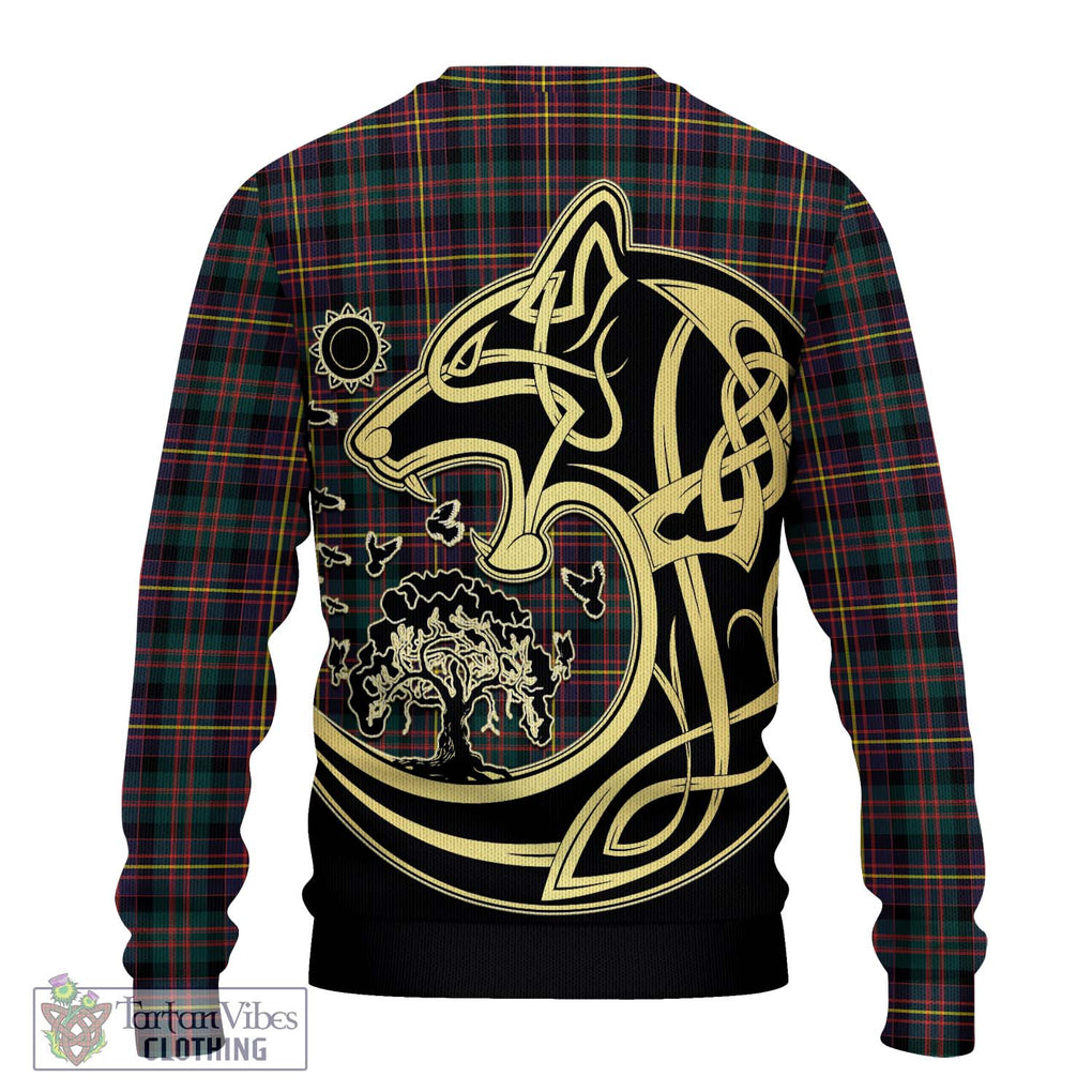 Cameron Highlanders of Ottawa Tartan Knitted Sweater with Family Crest Celtic Wolf Style - Tartan Vibes Clothing