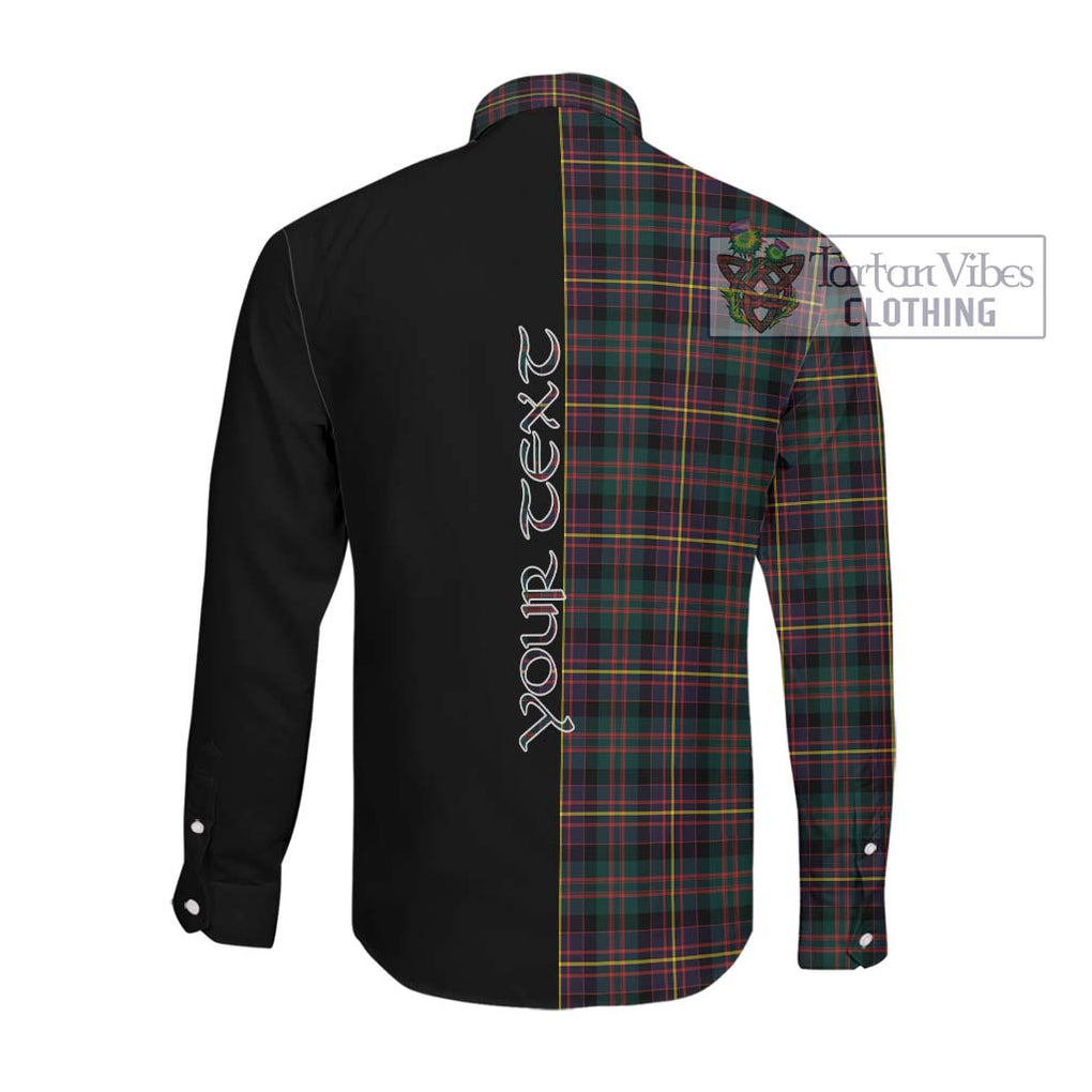 Cameron Highlanders of Ottawa Tartan Long Sleeve Button Shirt with Family Crest and Half Of Me Style Men's Shirt - Tartanvibesclothing Shop