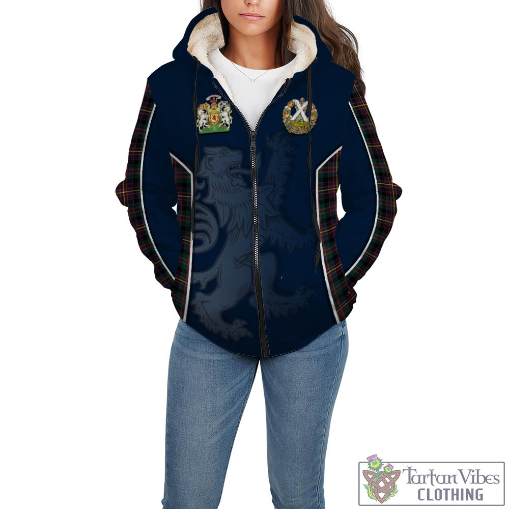 Tartan Vibes Clothing Cameron Highlanders of Ottawa Tartan Sherpa Hoodie with Family Crest and Lion Rampant Vibes Sport Style