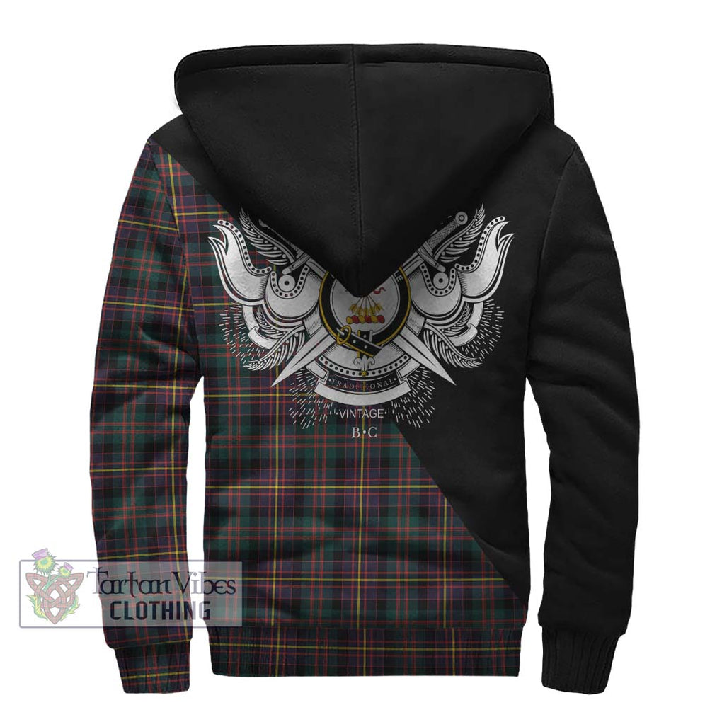 Cameron Highlanders of Ottawa Tartan Sherpa Hoodie with Family Crest and Military Logo Style - Tartanvibesclothing Shop