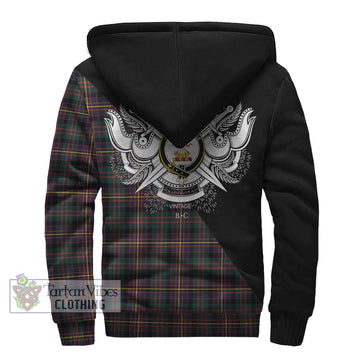 Cameron Highlanders of Ottawa Tartan Sherpa Hoodie with Family Crest and Military Logo Style