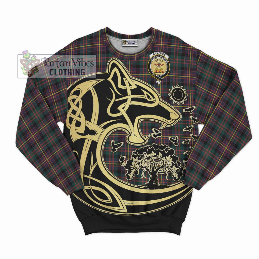 Cameron Highlanders of Ottawa Tartan Sweatshirt with Family Crest Celtic Wolf Style - Tartan Vibes Clothing