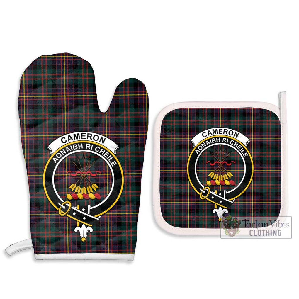 Cameron Highlanders of Ottawa Tartan Combo Oven Mitt & Pot-Holder with Family Crest Combo 1 Oven Mitt & 2 Pot-Holder White - Tartan Vibes Clothing