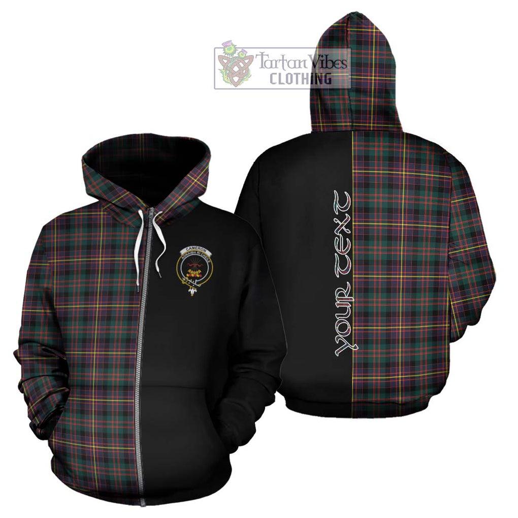 Cameron Highlanders of Ottawa Tartan Hoodie with Family Crest and Half Of Me Style - Tartanvibesclothing Shop