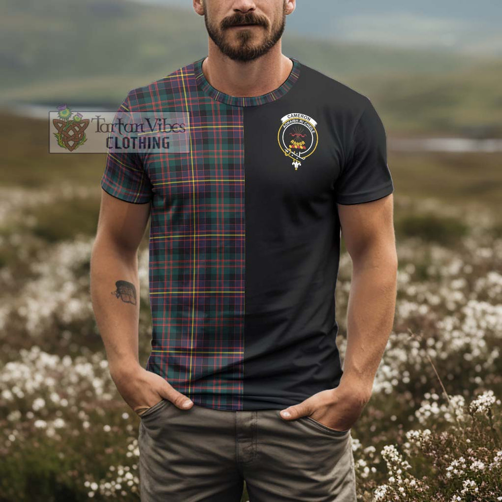 Cameron Highlanders of Ottawa Tartan T-Shirt with Family Crest and Half Of Me Style - Tartanvibesclothing Shop