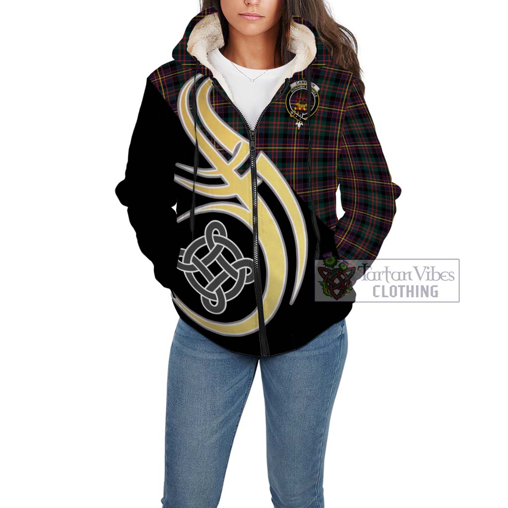 Cameron Highlanders of Ottawa Tartan Sherpa Hoodie with Family Crest and Celtic Symbol Style Unisex - Tartan Vibes Clothing