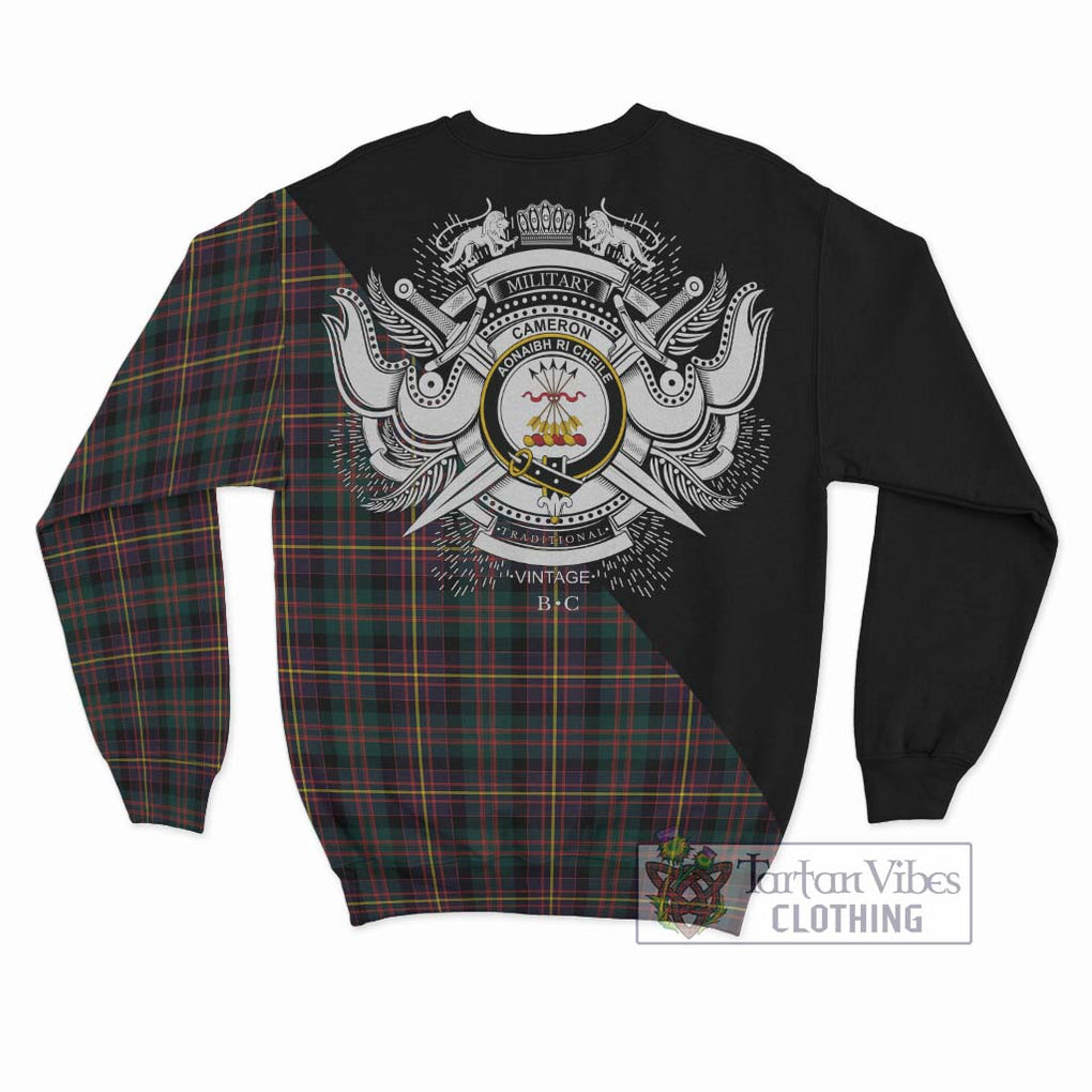 Cameron Highlanders of Ottawa Tartan Sweatshirt with Family Crest and Military Logo Style - Tartanvibesclothing Shop