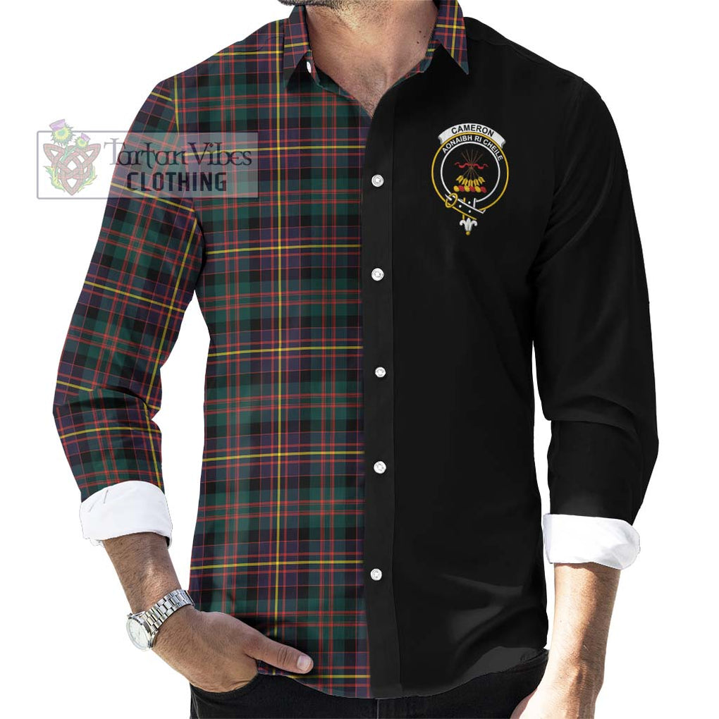 Cameron Highlanders of Ottawa Tartan Long Sleeve Button Shirt with Family Crest and Half Of Me Style - Tartanvibesclothing Shop