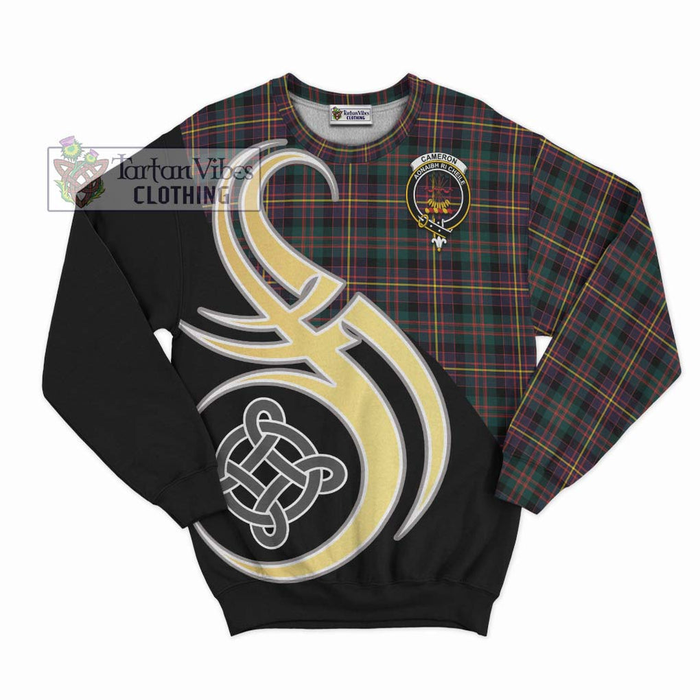 Cameron Highlanders of Ottawa Tartan Sweatshirt with Family Crest and Celtic Symbol Style - Tartan Vibes Clothing