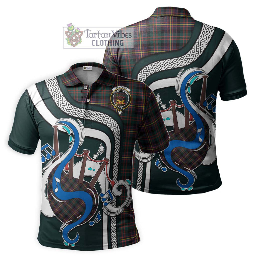 Tartan Vibes Clothing Cameron Highlanders of Ottawa Tartan Polo Shirt with Epic Bagpipe Style