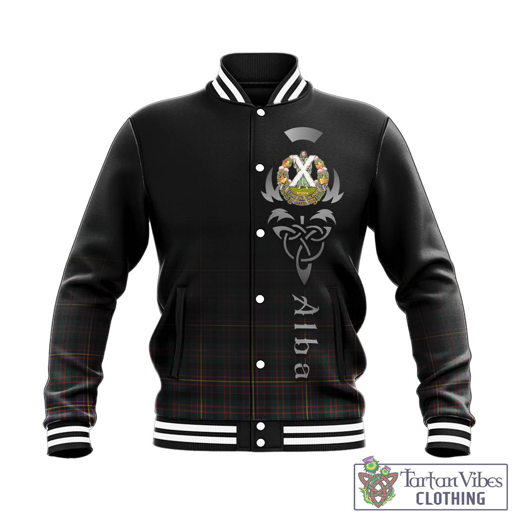 Tartan Vibes Clothing Cameron Highlanders of Ottawa Tartan Baseball Jacket Featuring Alba Gu Brath Family Crest Celtic Inspired