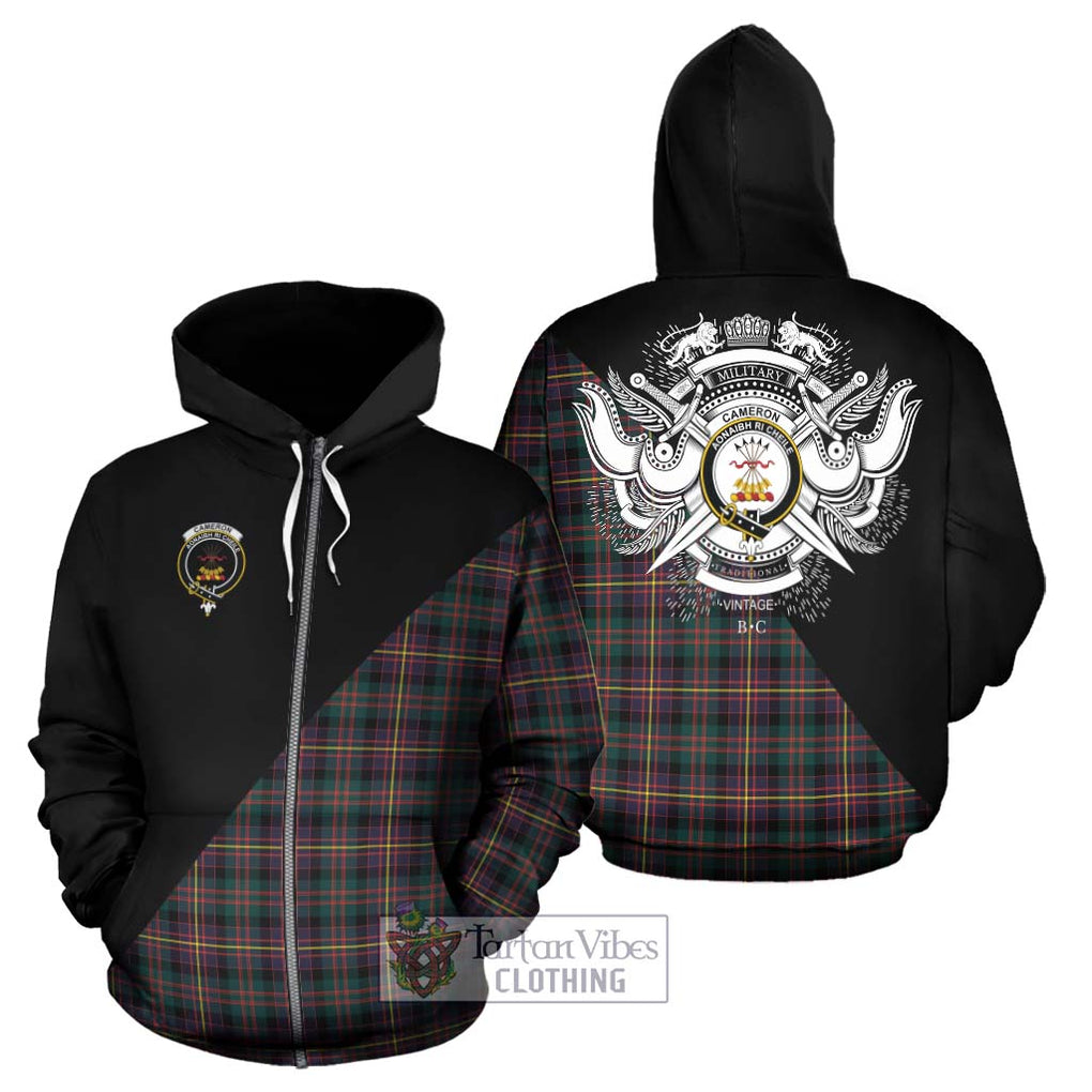 Cameron Highlanders of Ottawa Tartan Hoodie with Family Crest and Military Logo Style - Tartanvibesclothing Shop