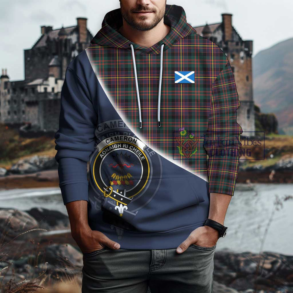 Cameron Highlanders of Ottawa Tartan Hoodie with Personalised National Flag and Family Crest Half Style - Tartanvibesclothing Shop