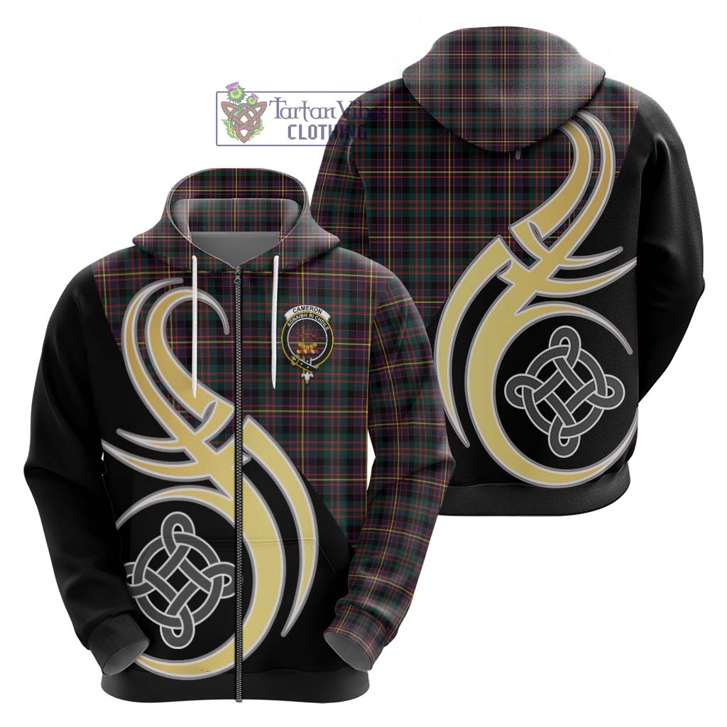 Cameron Highlanders of Ottawa Tartan Hoodie with Family Crest and Celtic Symbol Style - Tartan Vibes Clothing