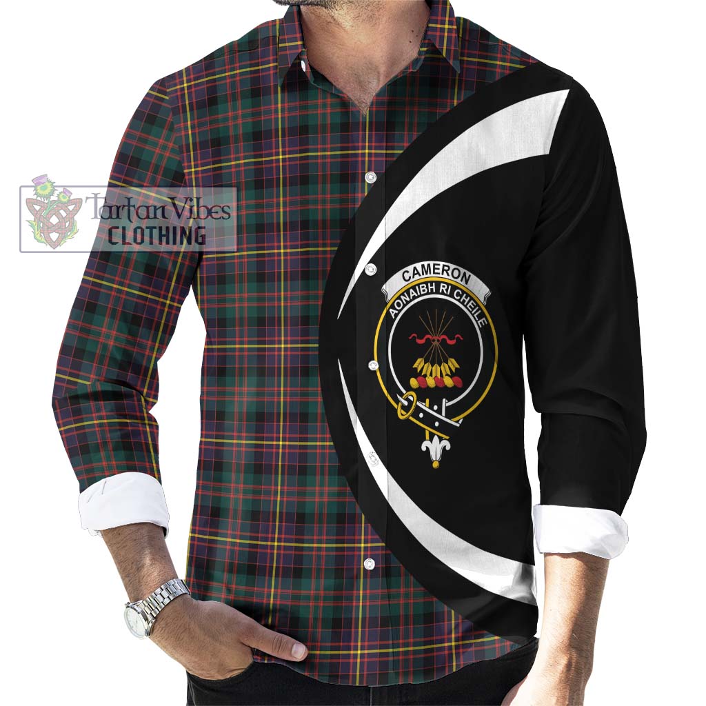 Cameron Highlanders of Ottawa Tartan Long Sleeve Button Up with Family Crest Circle Style - Tartan Vibes Clothing