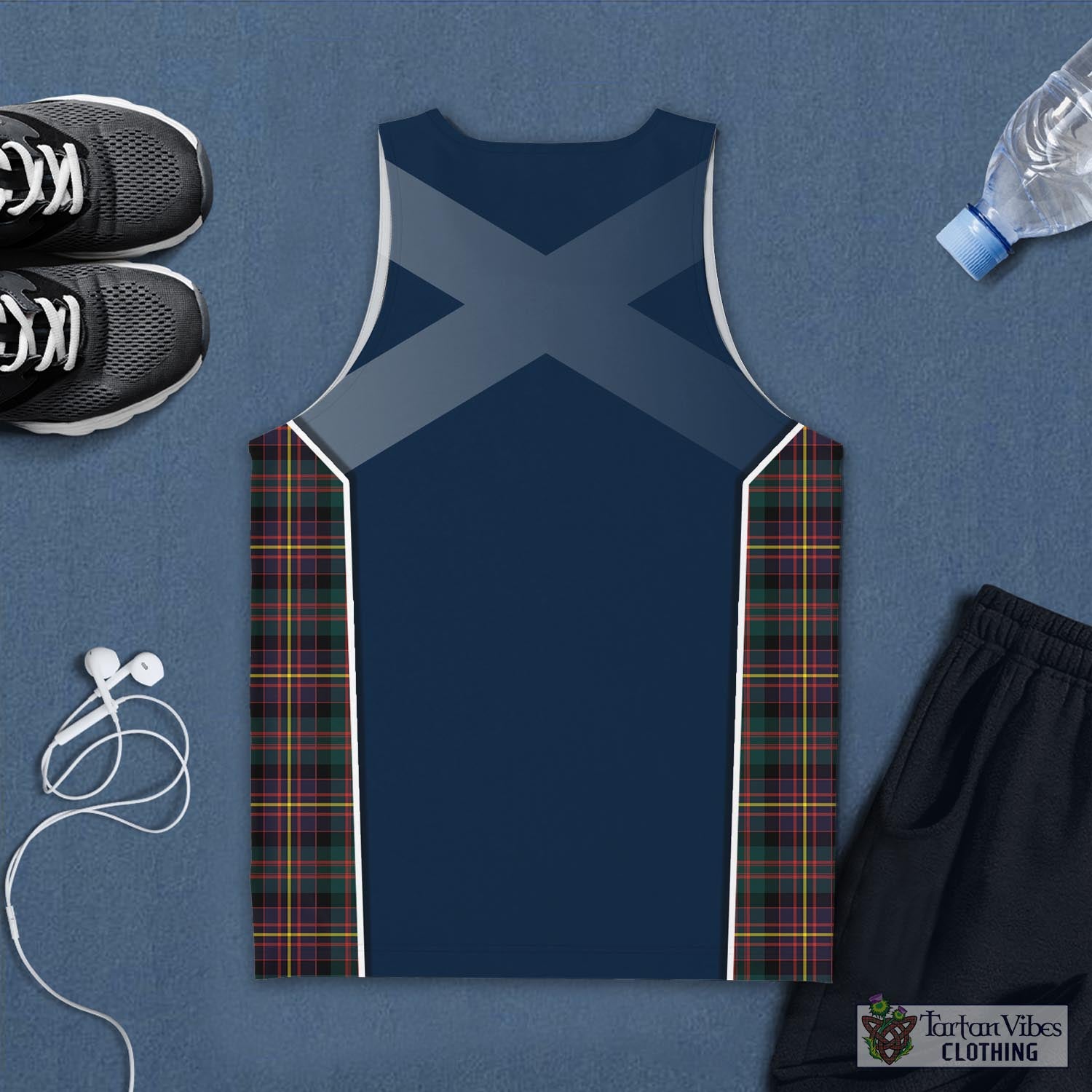 Tartan Vibes Clothing Cameron Highlanders of Ottawa Tartan Men's Tanks Top with Family Crest and Scottish Thistle Vibes Sport Style