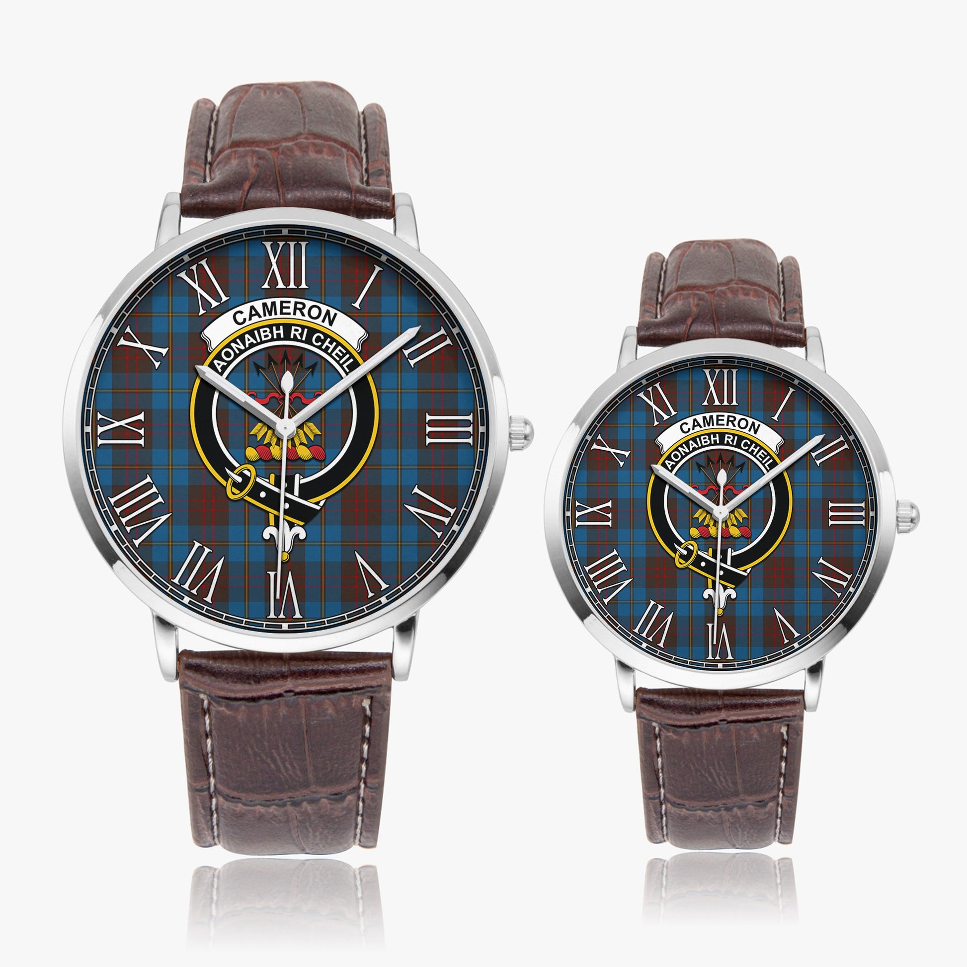 Cameron Hunting Tartan Family Crest Leather Strap Quartz Watch - Tartanvibesclothing