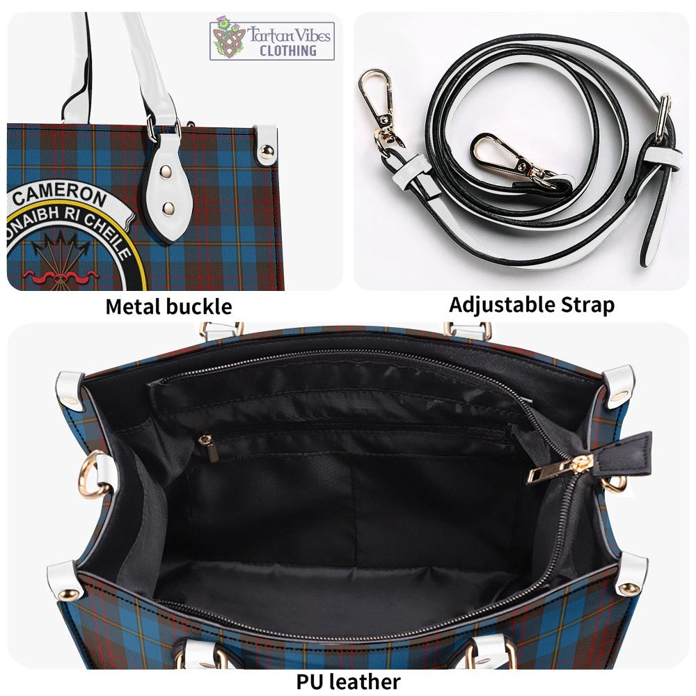 Tartan Vibes Clothing Cameron Hunting Tartan Luxury Leather Handbags with Family Crest