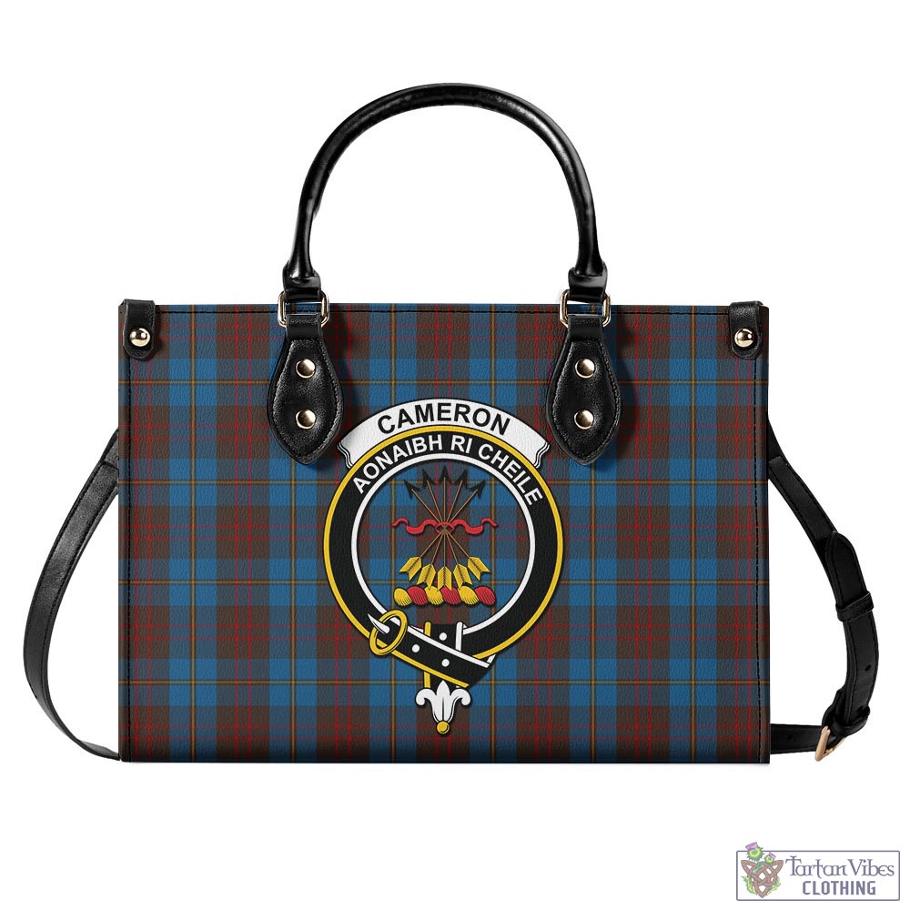 Tartan Vibes Clothing Cameron Hunting Tartan Luxury Leather Handbags with Family Crest