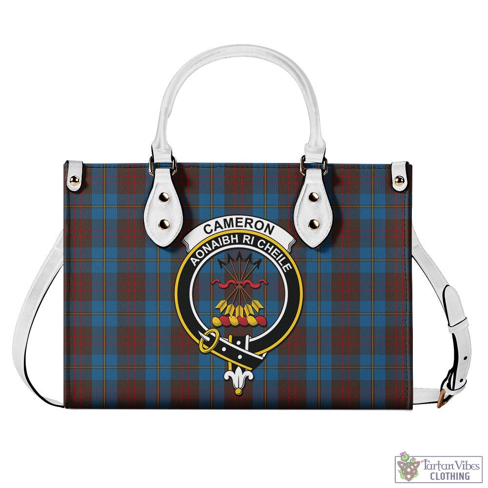 Tartan Vibes Clothing Cameron Hunting Tartan Luxury Leather Handbags with Family Crest