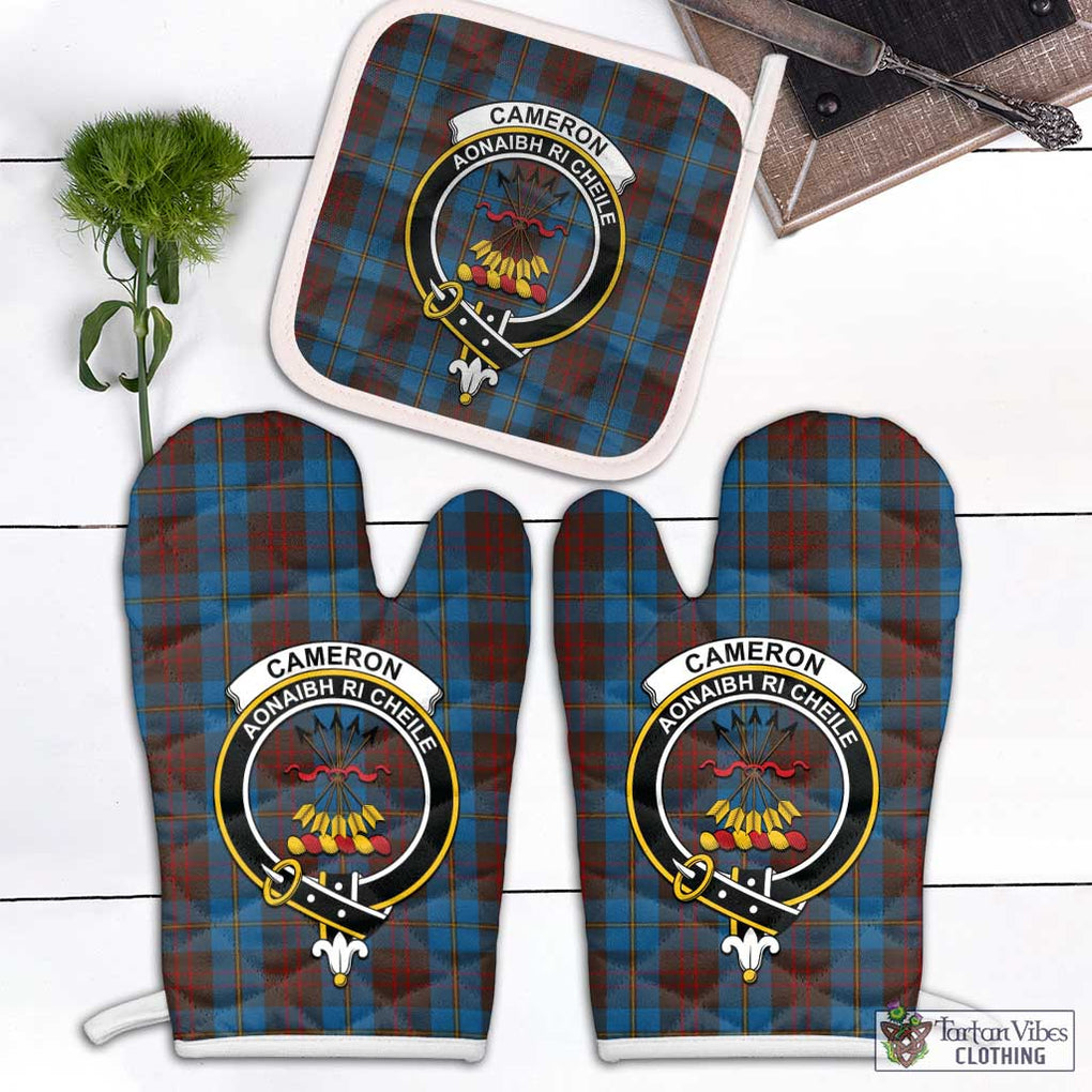 Cameron Hunting Tartan Combo Oven Mitt & Pot-Holder with Family Crest Combo 1 Oven Mitt & 1 Pot-Holder White - Tartan Vibes Clothing