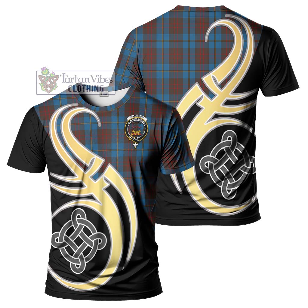 Tartan Vibes Clothing Cameron Hunting Tartan T-Shirt with Family Crest and Celtic Symbol Style