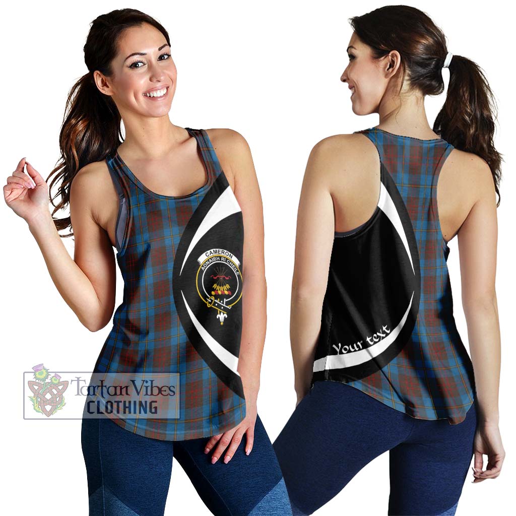 Cameron Hunting Tartan Women's Racerback Tanks with Family Crest Circle Style 4XL - Tartan Vibes Clothing