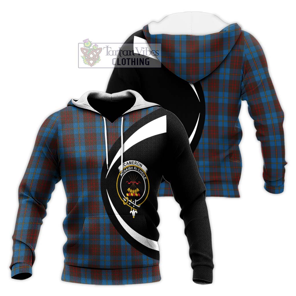 Cameron Hunting Tartan Knitted Hoodie with Family Crest Circle Style Unisex Knitted Pullover Hoodie - Tartan Vibes Clothing