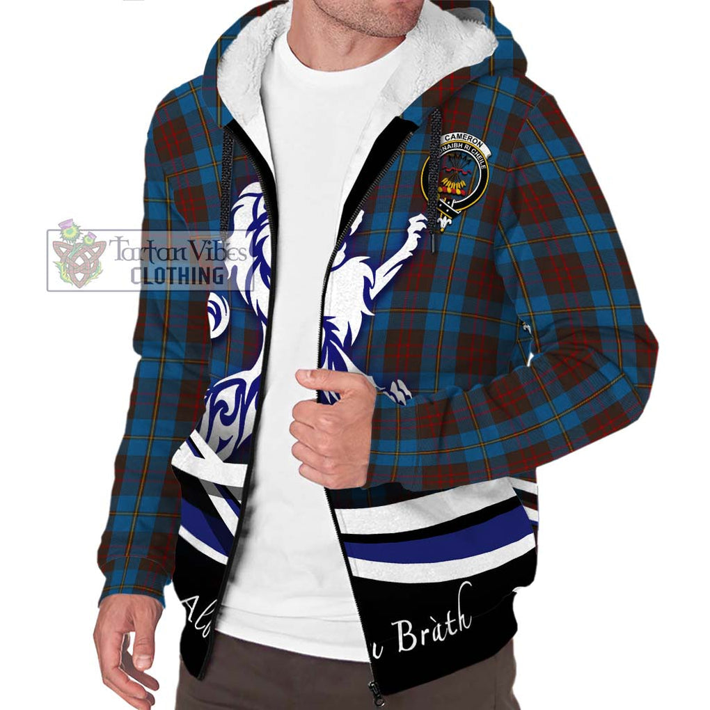 Cameron Hunting Tartan Sherpa Hoodie with Alba Gu Brath Regal Lion Emblem Unisex S - Tartanvibesclothing Shop