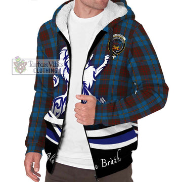 Cameron Hunting Tartan Sherpa Hoodie with Alba Gu Brath Regal Lion Emblem