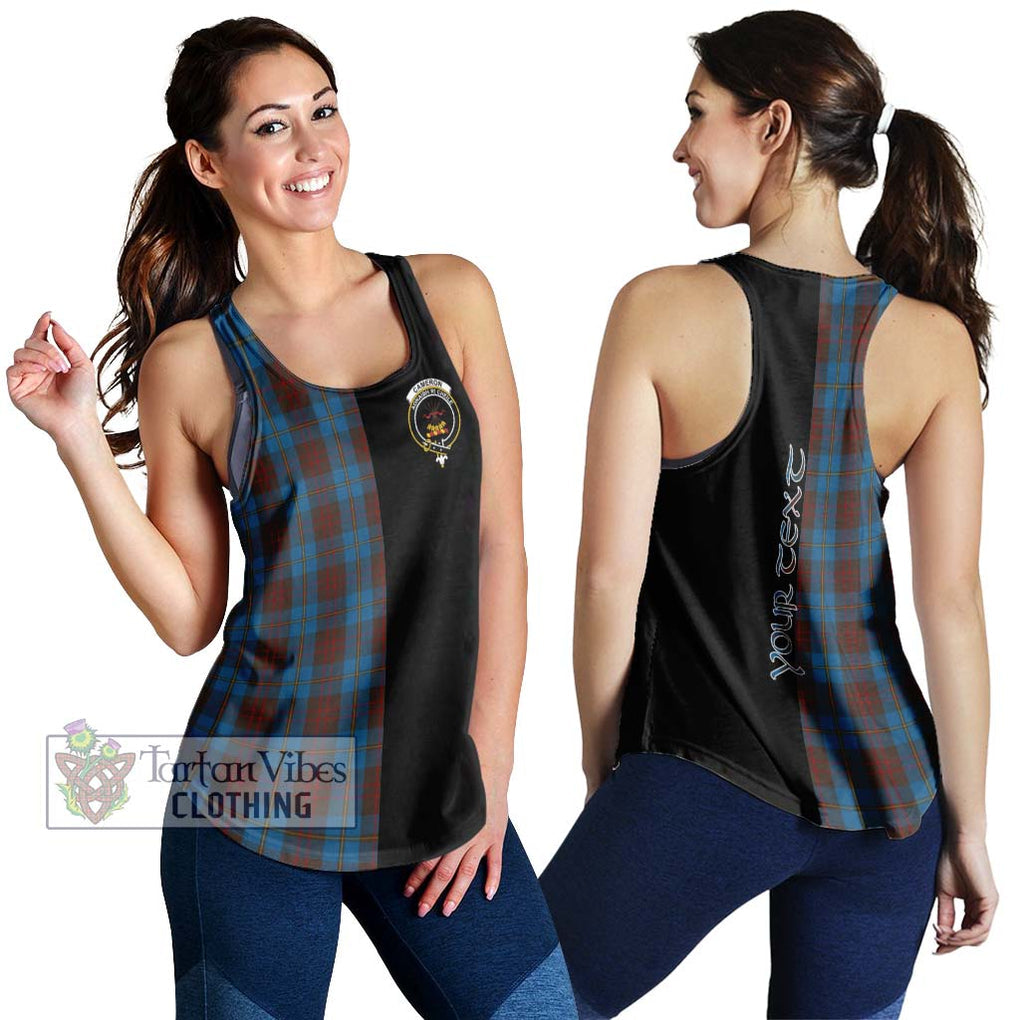 Cameron Hunting Tartan Women's Racerback Tanks with Family Crest and Half Of Me Style 4XL - Tartanvibesclothing Shop