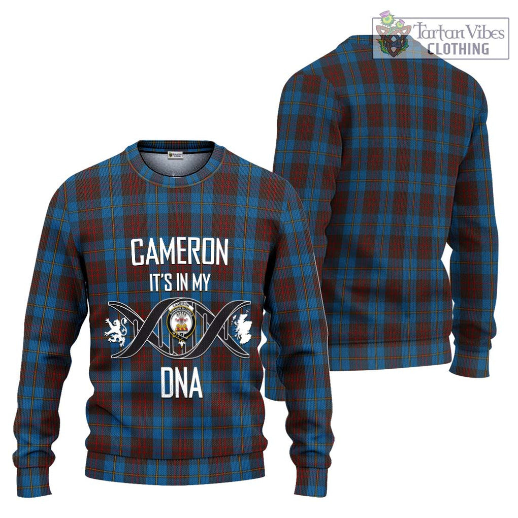 Cameron Hunting Tartan Knitted Sweater with Family Crest DNA In Me Style Unisex - Tartanvibesclothing Shop