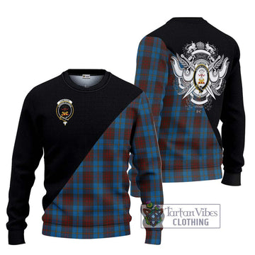 Cameron Hunting Tartan Ugly Sweater with Family Crest and Military Logo Style