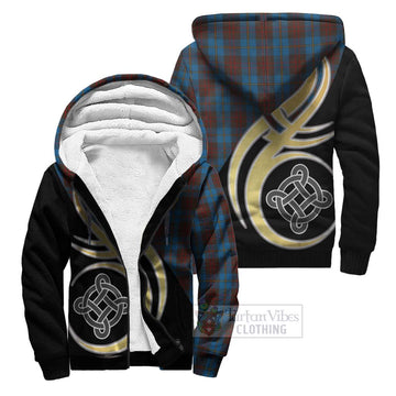 Cameron Hunting Tartan Sherpa Hoodie with Family Crest and Celtic Symbol Style