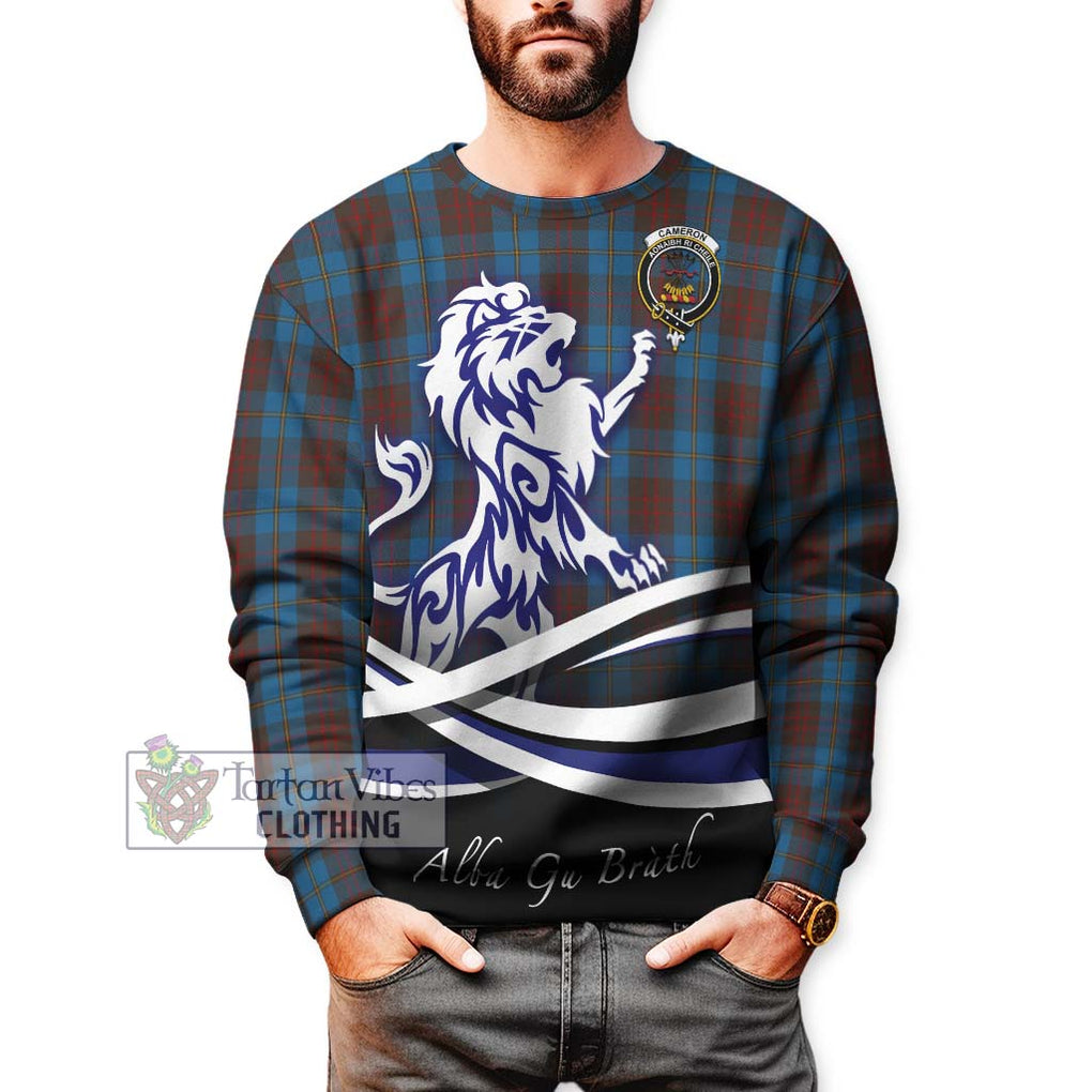 Cameron Hunting Tartan Sweatshirt with Alba Gu Brath Regal Lion Emblem Unisex - Tartanvibesclothing Shop