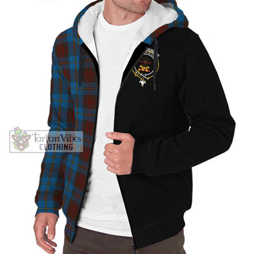 Cameron Hunting Tartan Sherpa Hoodie with Family Crest and Half Of Me Style